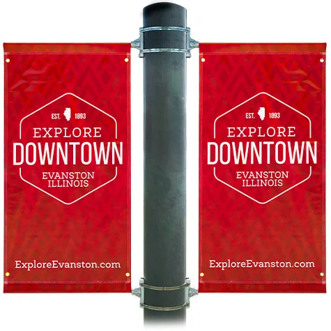Street Light Pole Double Sided Banner With Brackets and Pole