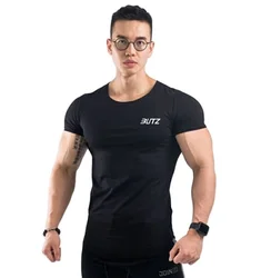 European And American T-shirt Curved Hem Fitness Running Quick Drying Breathable Sports T shirt Men