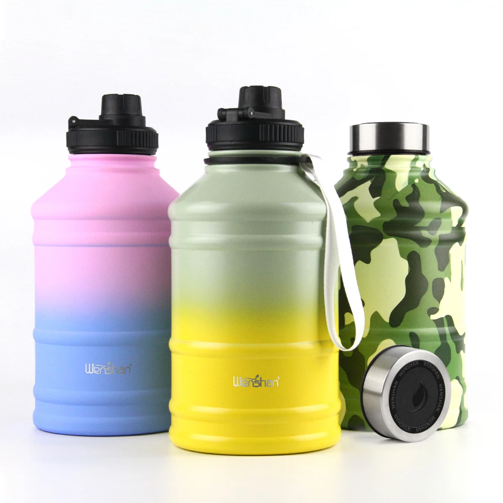 

Wholesale Customized Logo Hot Gym Stainless Steel Water Bottle bpa Free 2200ml Water Bottle With Strap