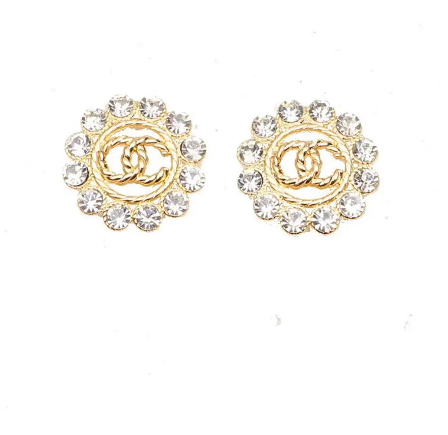 

2021 Fashion Simple Brand Letter Earrings Retro Elegant Diamond Studded Pearls Letter Earrings for Girl, 8 color