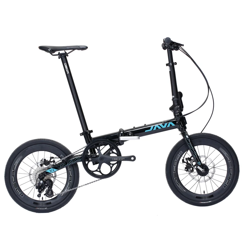 

New JAVA x2 folding bicycle disc brake 16 inch 9-speed portable small wheel Bike boys girls Aluminum alloy frame Ultra light, Black white/ black red/ black blue/ black green