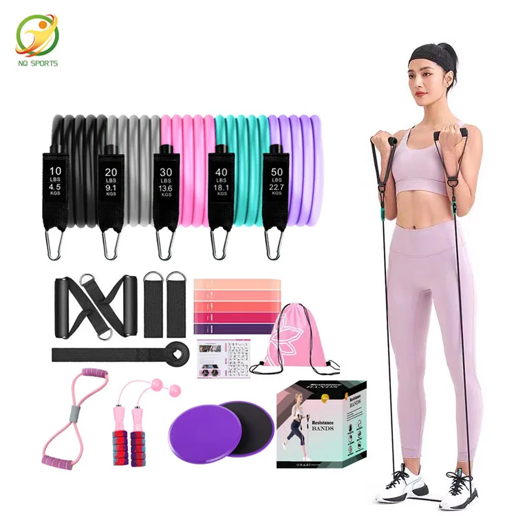 

Home Fitness Equipment Resistance Bands Set 11 Pcs Exercise Ropes Tubes for leg workout, Can be customized
