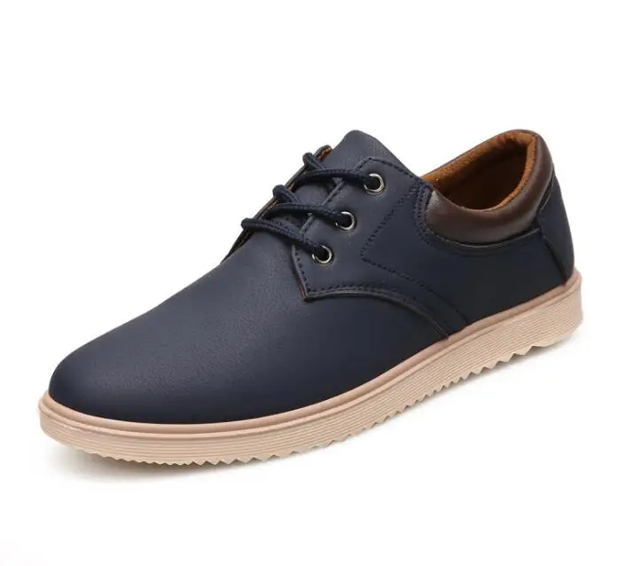 

New useful men's quality leather British work waterproof breathable casual shoes