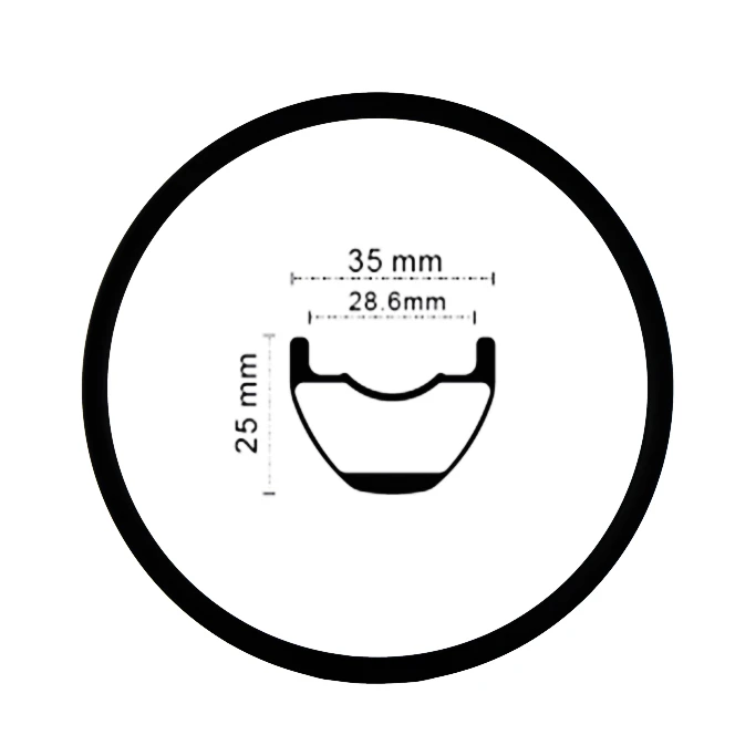 

TB2202 29inch Lightweight Production carbonal 25x35mm Carbon Rims in Spoke 24/28/32 Holes Hookless Full Carbon Surface wheel rim, Black