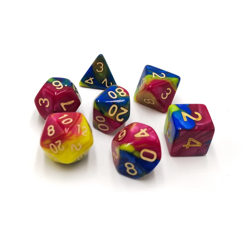 

7pcs/set D4 D6 D8 D10 D20 Game Dice Colored Acrylic Plastic Polyhedral Dice, Double color