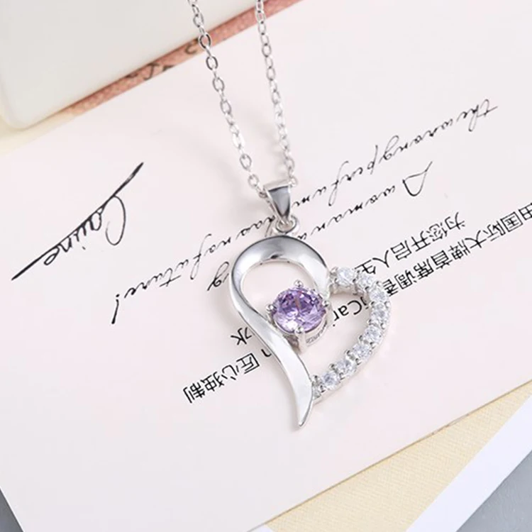 

Elegant Shiny Jewelry 925 Sterling Silver Heart Pendant Choker Necklace Women