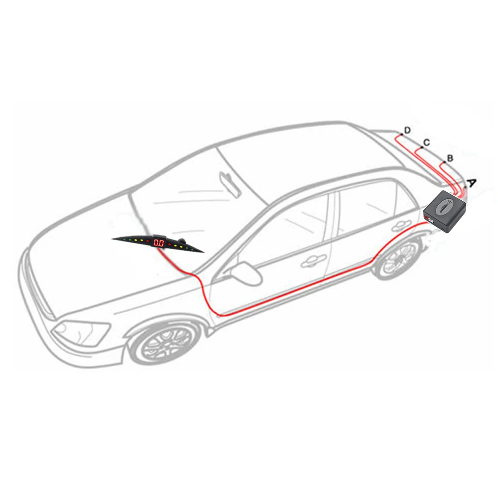 Parktronic Parking Sensor 4 Sensor Reversing Radar Detector Led Digital