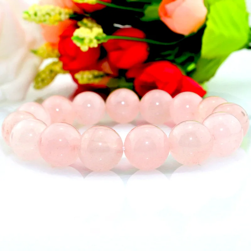 

Pink Rose Quartz Powder Crystal Natural Stone Stretch Bracelet Elastic Cord Jewelry Beads Lovers Woman
