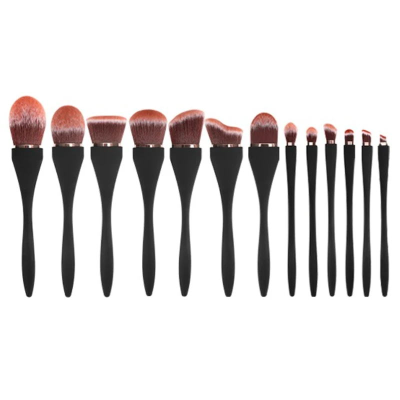 

13pcs black plastic handle makeup brush set customized logo cosmetics cute make up brushes tools pincel maquiagem china, Colorful options