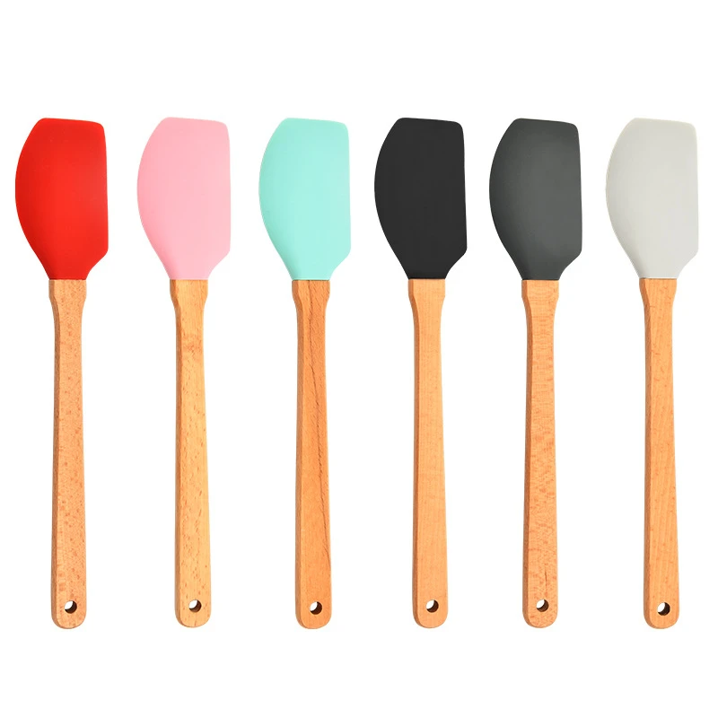 

Z0511 New silicone spatula wooden handle silicone scraper cake cream spatula baking tool