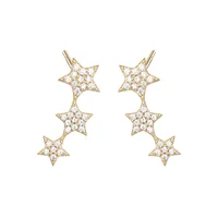 

E1280E Dainty 18K Gold 925 Sterling Silver Zircon star earrings