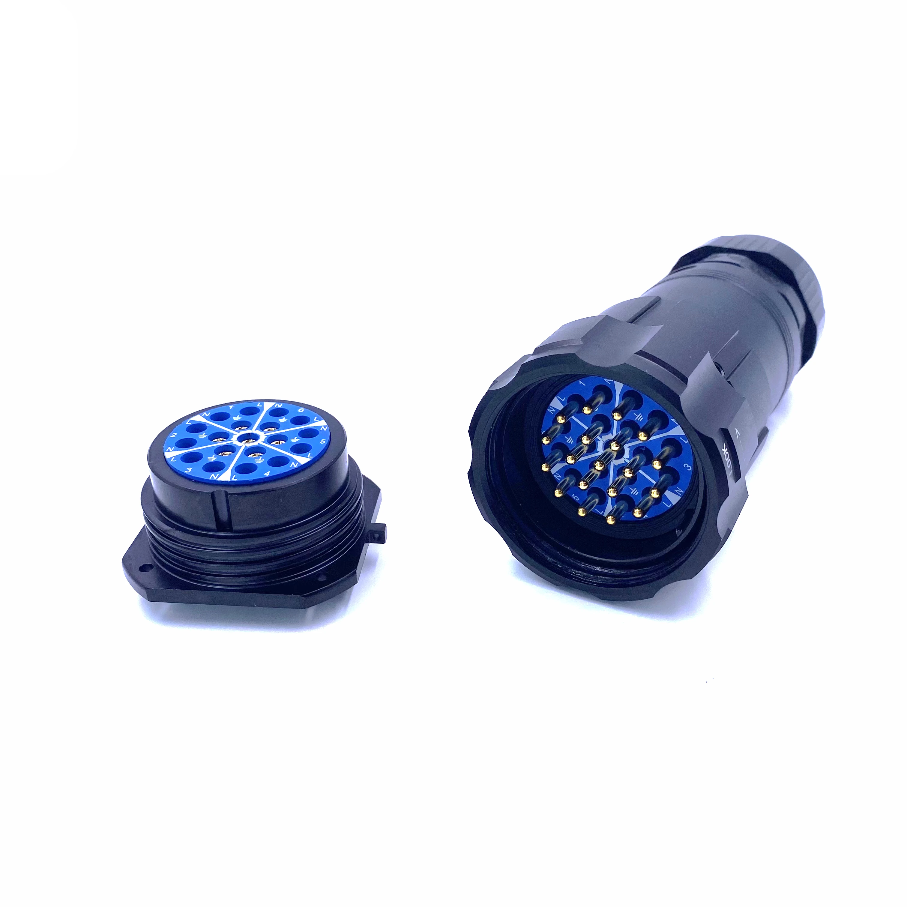 

Black 19 Pin Power Socapex Male Plug Female Socket Inline Connector
