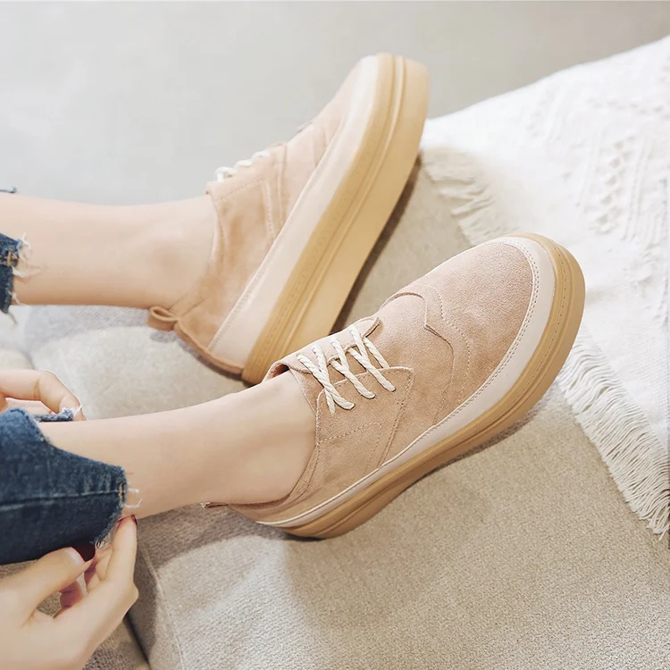 

Durable Using Low Price Fashion Ladies Flat Pumps Lace-up Shoes Pink sneakers women For Women Flat casual Shoes, Khaki apricot pink