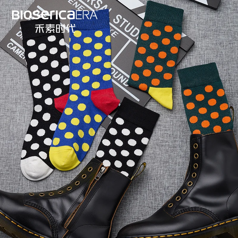 

3 pairs Custom Happy Colorful Style Socks Dots Design Antibacterial No smell Crew Socks for women ladies girls Gift set