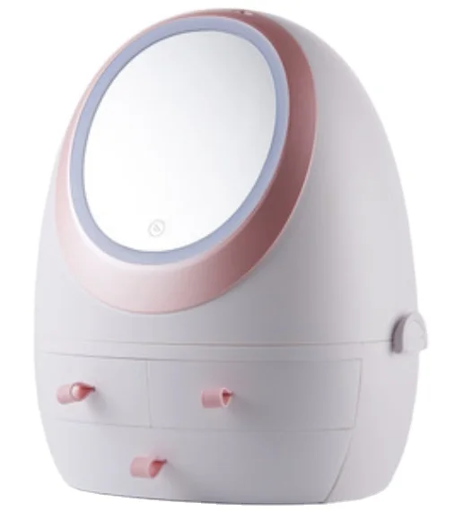 

Illuminated storage box makeup mirror creative fashion dust-proof drawer storage desktop box
