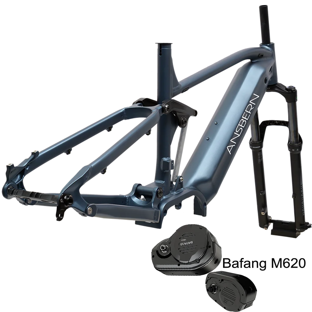 

hot sales full suspension middle drive ebike frame electric bike frame, Black/ matte blue