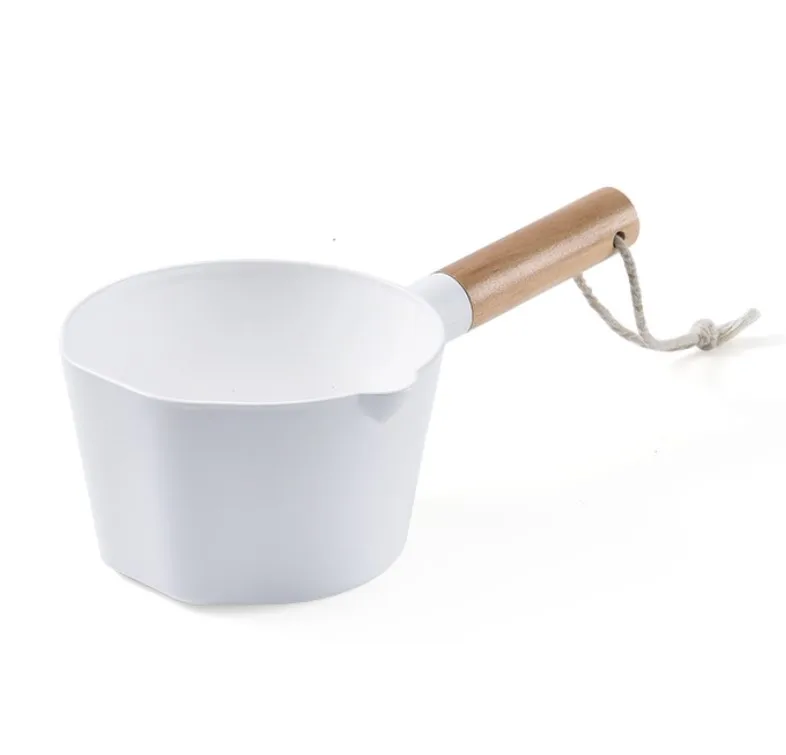 

Oriental Wooden Handle Plastic Water Ladle Bath Ladle Dipper Spoons Bathroom Hair Washing Water Scoop Cup Kitchen Accessories, Customized