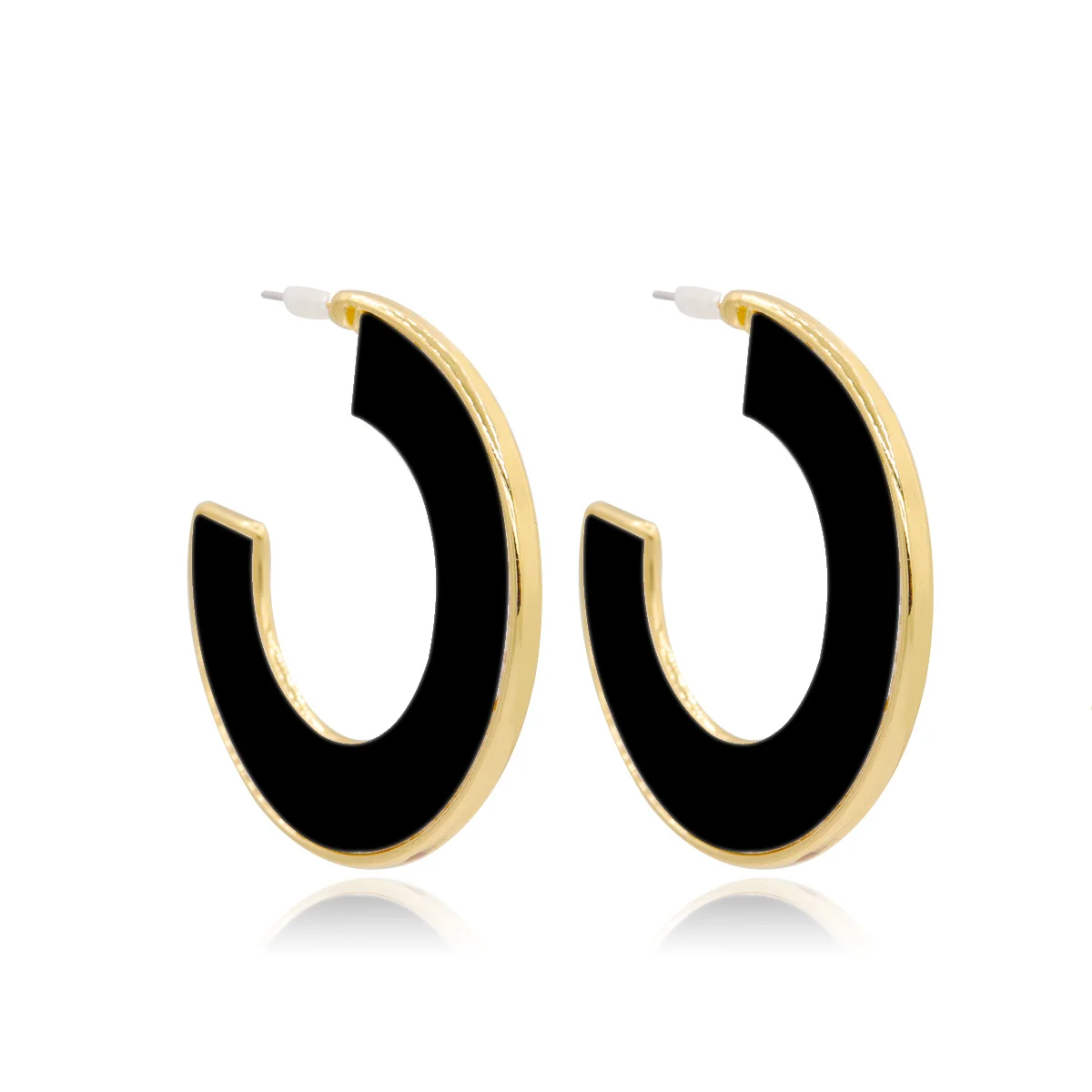 

V&R Women Schmuck Jewelry Smykker White Acrylic Earring Post Earring Gold Plated CC Hoop Earrings, Customized