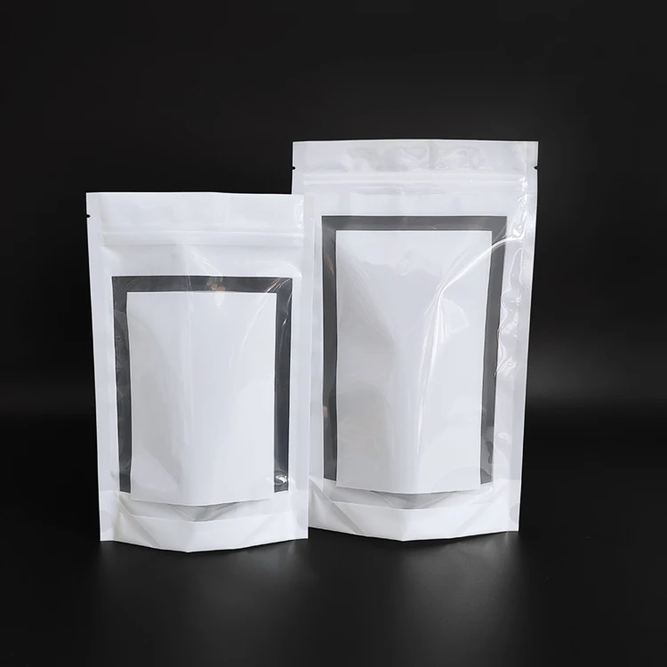 

14x22 cm double side see through plain white resealable zip lock plastic stand up pouch