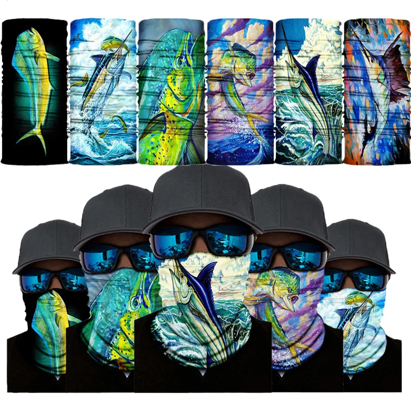 Sublimation Full Print Ocean Fish Cycling Fishing Face Neck Gaiter Tube Seamless Bandana Scarf