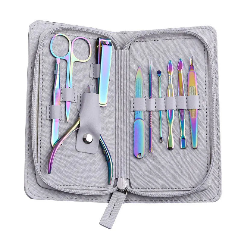 

Rainbow Color Personal Care Stainless Steel Finger Toe Nail Tool Kit Professional Manicure Set Pedicure Kit