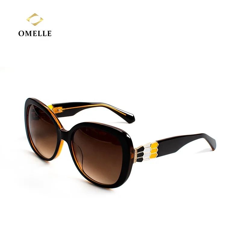 

OMELLE Cat Eye Colorful Epoxy Design Sunglasses Thickness Acetate Frame Shades Sun Glasses, Mulit as picture show or customized