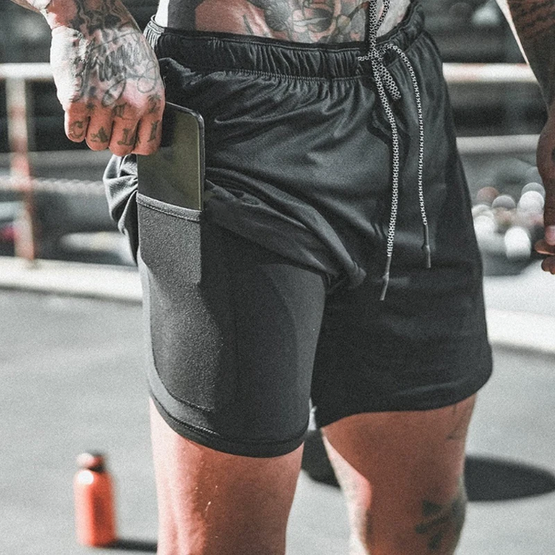 

Super hot sale Lined tight-fitting functional pocket mens gym shorts