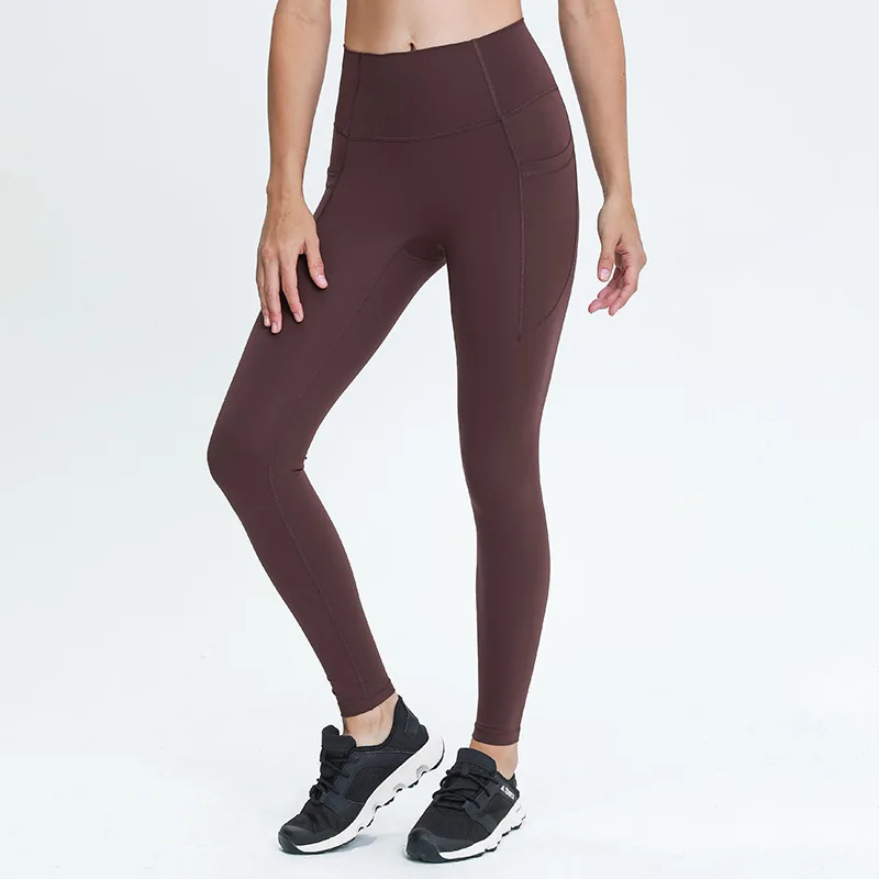 

New arrival side pockets no T-line high waist yoga pants buttocks slimming sports pants gym fitness active wear leggings