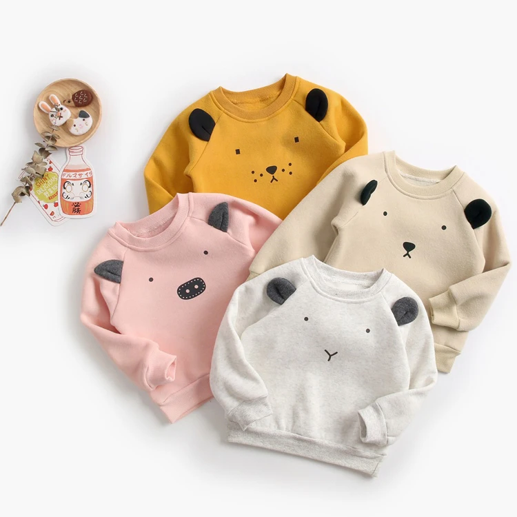 
Winter thick animal pattern fleece sweatshirt baby cute tops outdoor outfit 