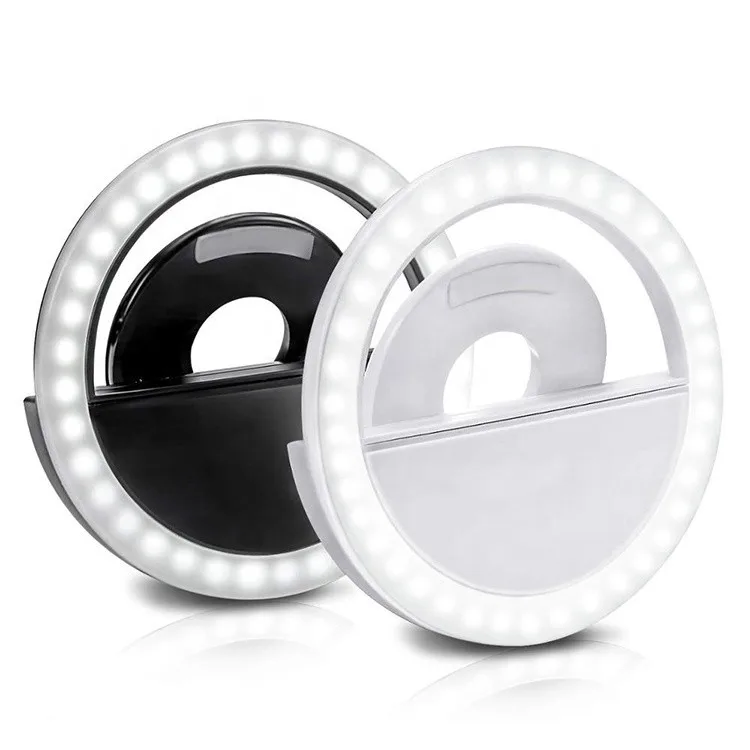 

Updated 3200K-6500K 40 LED Lamps Selfie Ring Light for iPhone Android Vlog Ring Light Selfie Fill Light Enhancing USB Charge, Black pink white