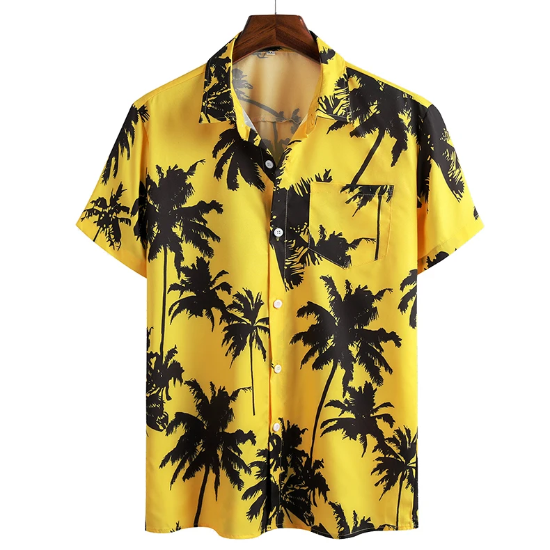 

Summer Hawaii Shirts Men Chemise Pour Homme African Design Fashion Short Sleeve Plus Size Geometric Printed Hawaiian Shirts, Purple, navy, green