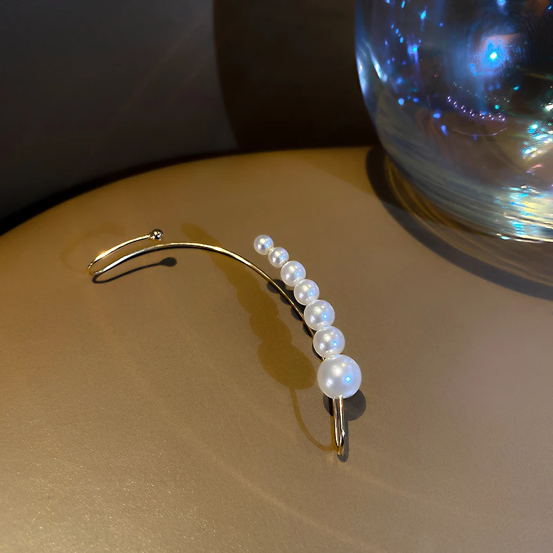 

Simple temperament ring bone around ear pearls clip-on earrings