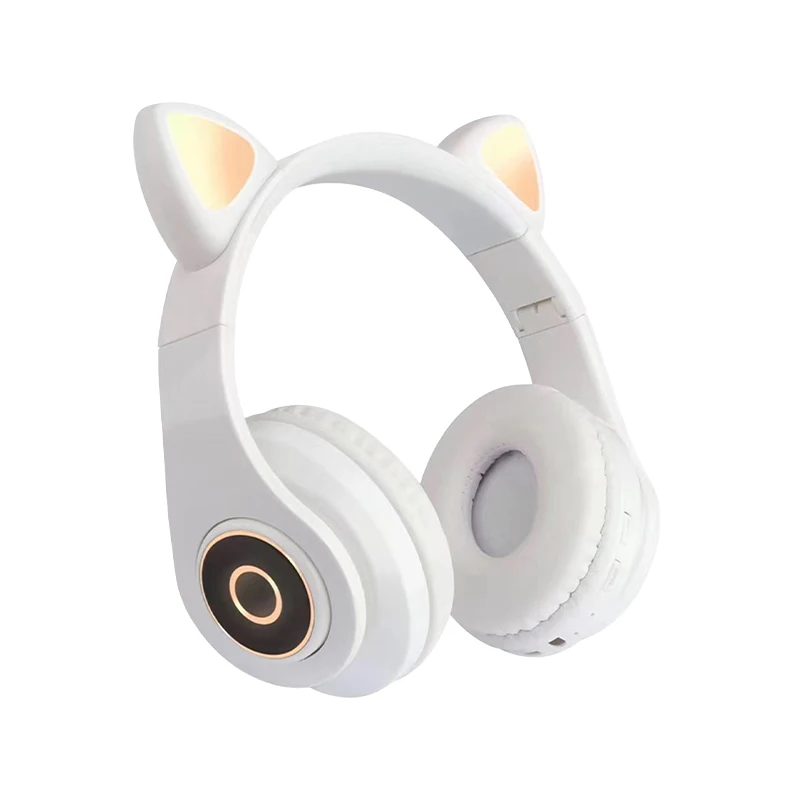 

B39 LED Light Up Wireless Foldable Headphones Over Ear with Microphone and Volume Control rainbow Cat Ear cat ear headphones