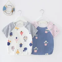 

Hot selling baby cloths toddlers apron foe feeding waterproof reusable cute printed long sleeve baby bibs