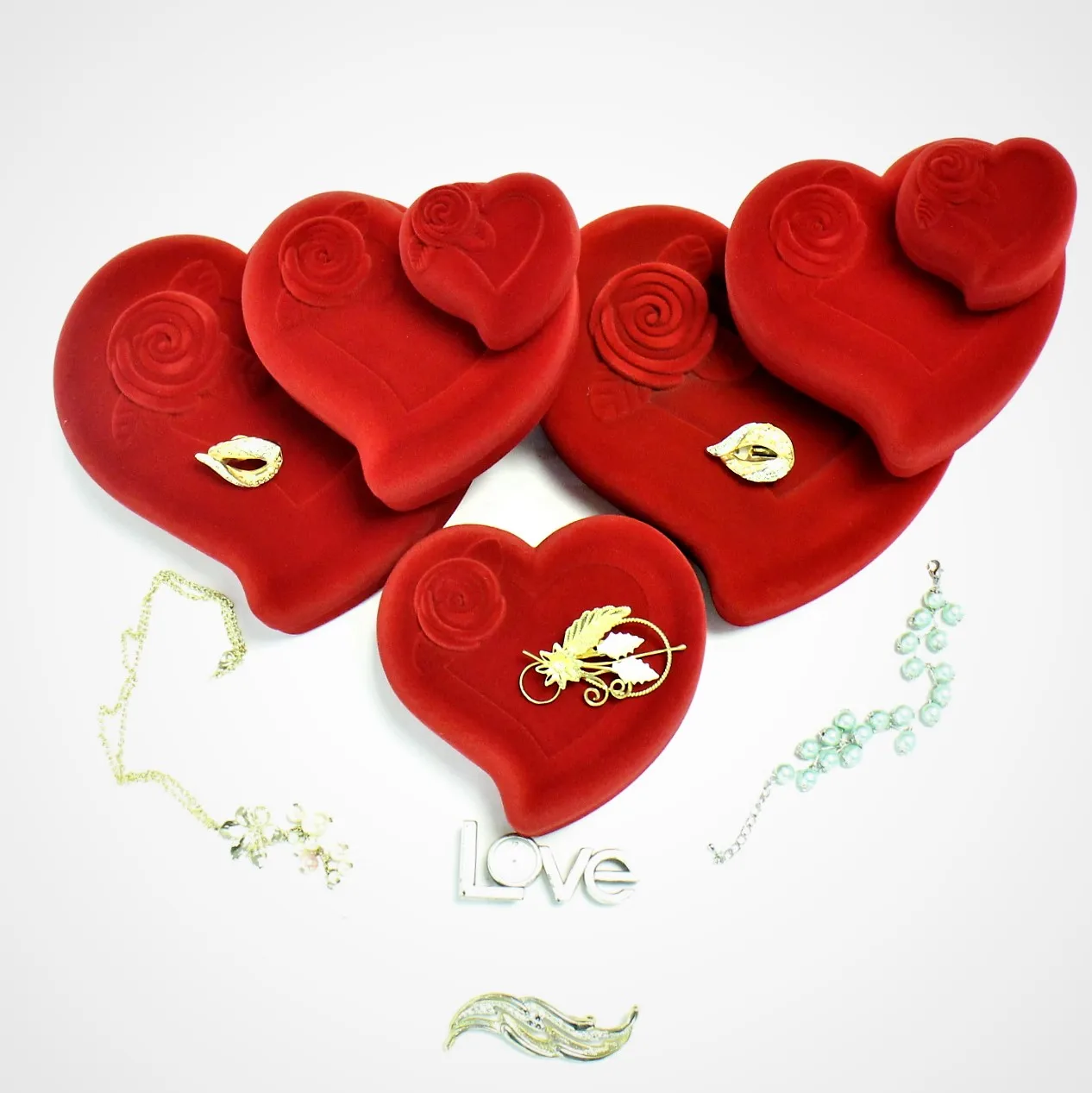 Wholesale Custom Packaging Gift Necklace Bracelet Ring Flocking Boxes