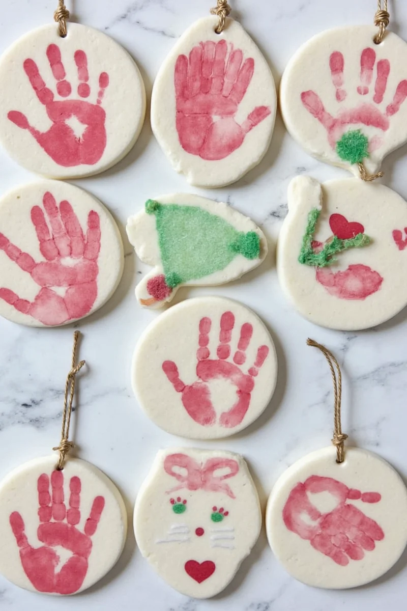 Holiday Garland with Handprint Ornaments