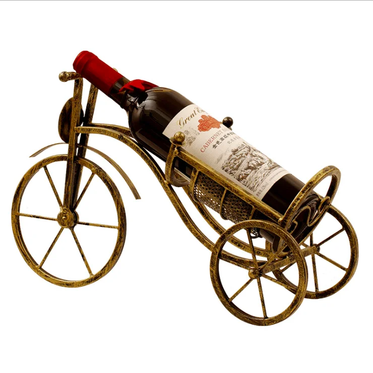 

European Metal Red Wine Bottle Holder Bar Display Creative Wrought Iron Vintage Wine Rack Home Cabinet Decoration