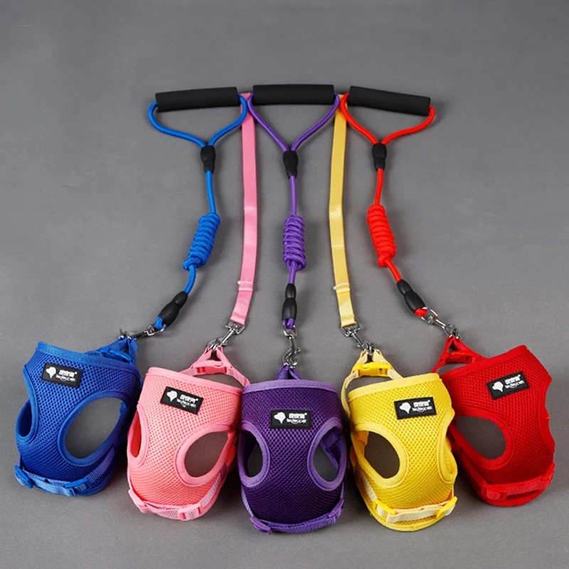 

Fashion Custom No Pull Large Eco-friendly Retractable Soft Dog Harness Vest And Leash Set, Blue,red,yellow,pink,purple