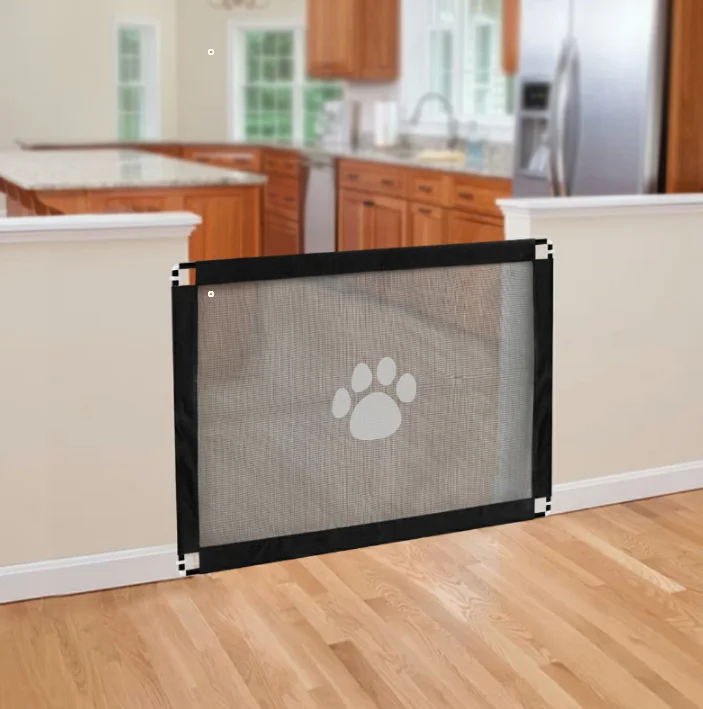 

TY Protective fence new dog paw print door fence household isolation net portable assembly type safety pet supplies, Black