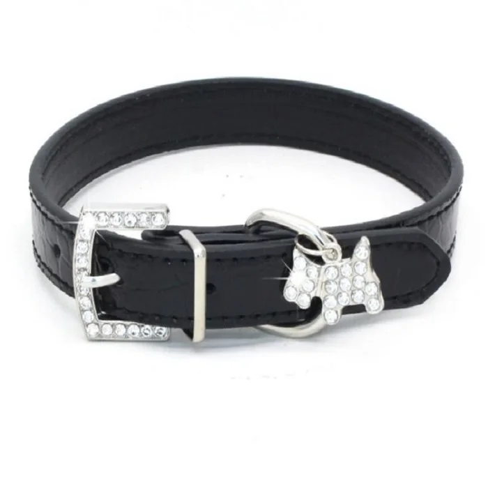 

Wholesale Croc Leather with Rhinestone Dog Pendant Adjustable Pet Puppy Collar