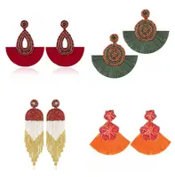 

Handmade Bohemia Ethnic Tassel Jewelry Long Silk Thread Tassel Earrings Gold Plated For Women 2019