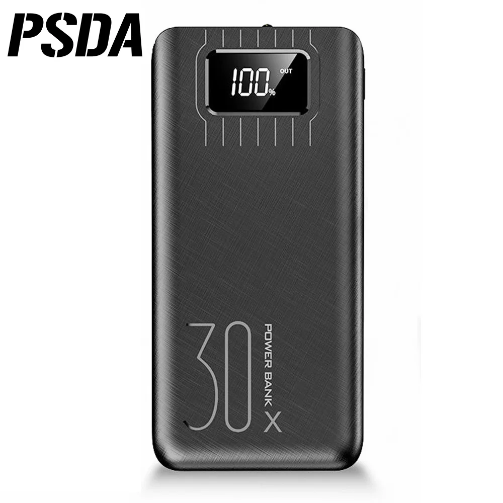 PSDA Multiple Choice High Capacity With Smart Display Double USB Charger Portable For Travel 30000mAh Power Bank with LED light