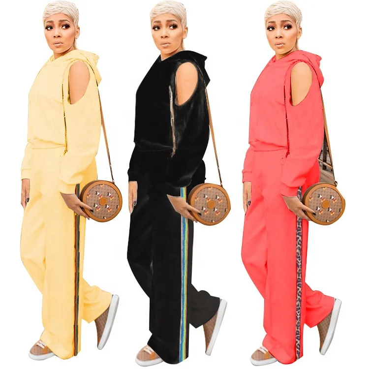 

MT233-6018 Casual sexy off shoulder edging 2-piece women's wear womens sweat suit casual dress jogging suits wholesale