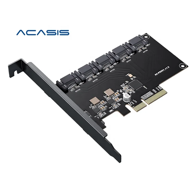 

Acasis Hot Selling PCIE X4 To 5CH SATA3.0 UP 80TB Blockchain Miner Accessories For Build Data Disk Matrix