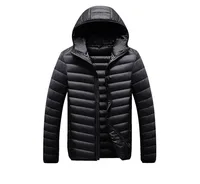 

custom winter men nylon packable comfortable bubble puffer ultra light duck down jacket coat with hood