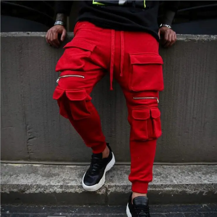 

New Streetwear Mens Joggers Sweatpants Trousers Multi Pockets Cargo Pants For Men