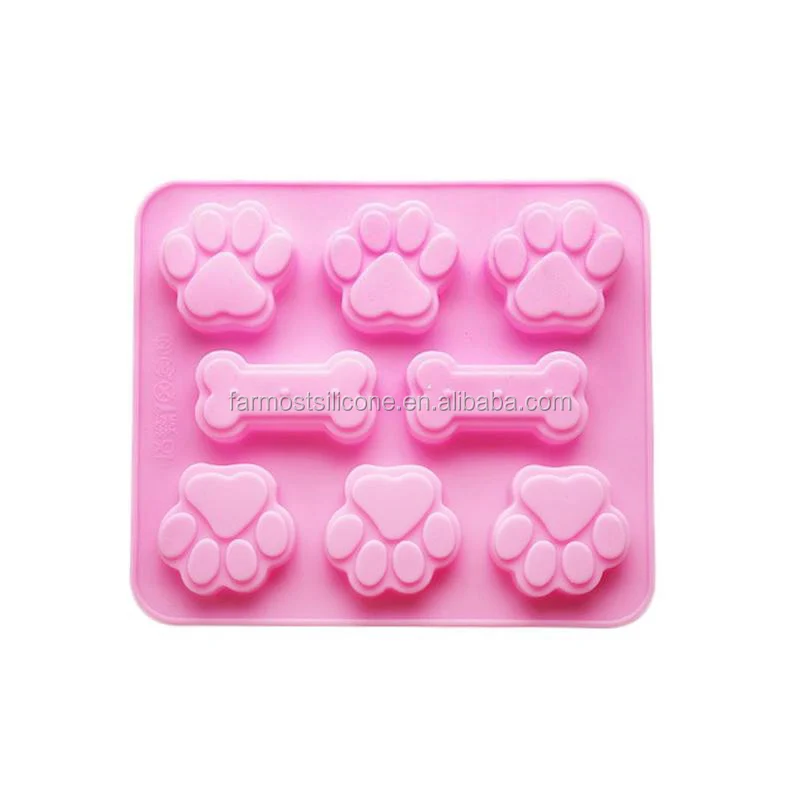 

silicone mold for cake biscuit pastry baking dog paw candy chocolate mould bone shape resin ice jello bread cake form, Pink