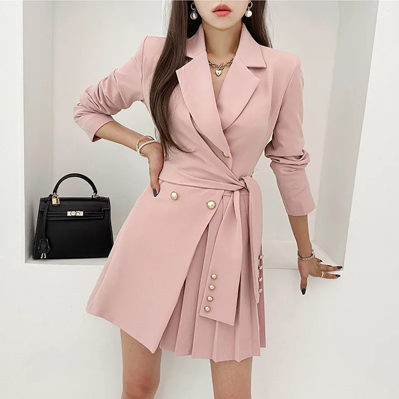 Boutique Wholesale 2026 Autumn New Fashionable Temperament Pleated Long Sleeved Elegant Women's Dress