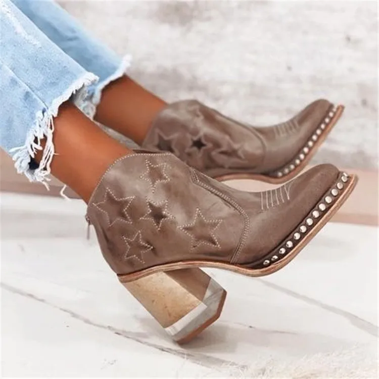 

BUSY GIRL LG3265 Quality Tall Embroidered Retro Sleeve Men's Women's Wide-Headed Western Cowboy Men women Boots Boot, 9 colors