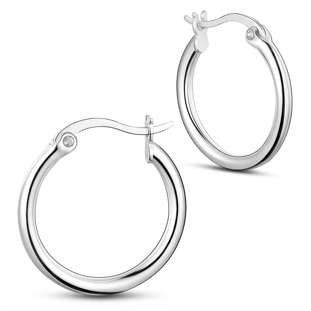 

Pandahall SHEGRACE 18mm Platinum 925 Sterling Silver Hoop Earrings